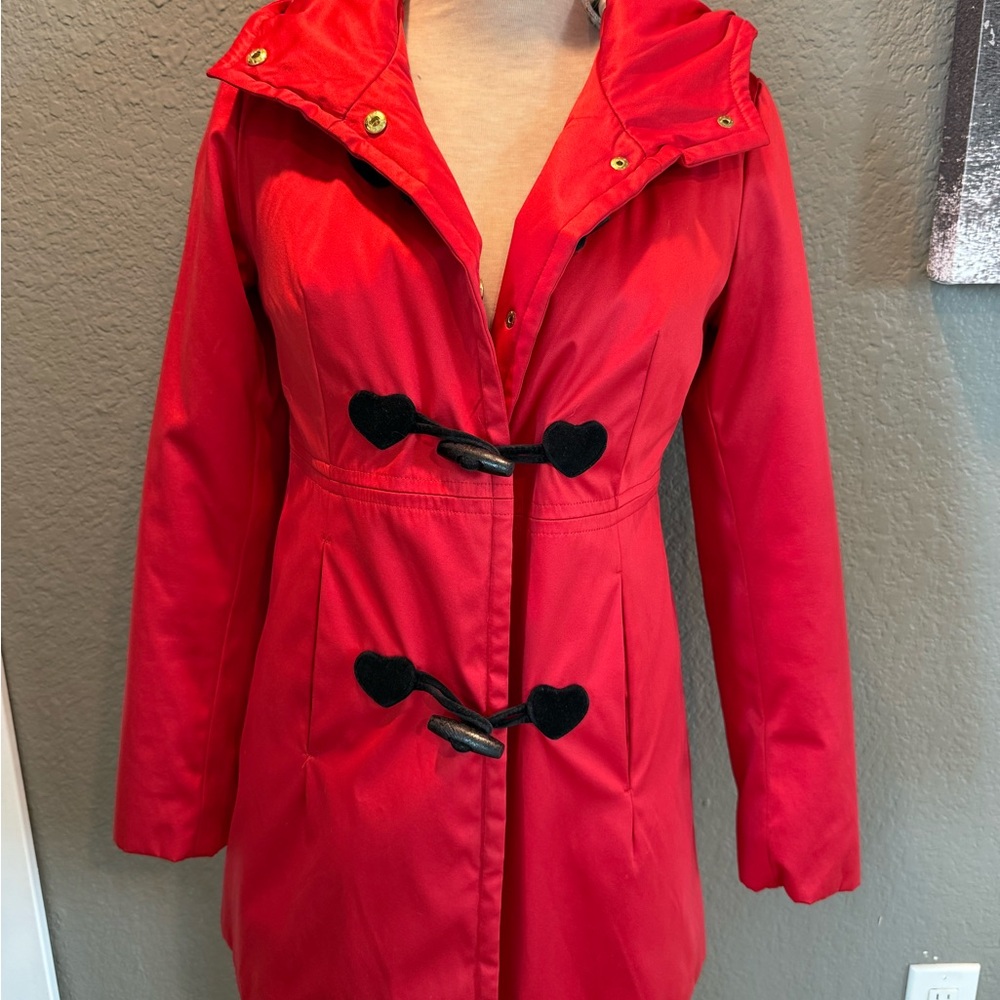Betsy Johnson Red Toggle Rain Coat